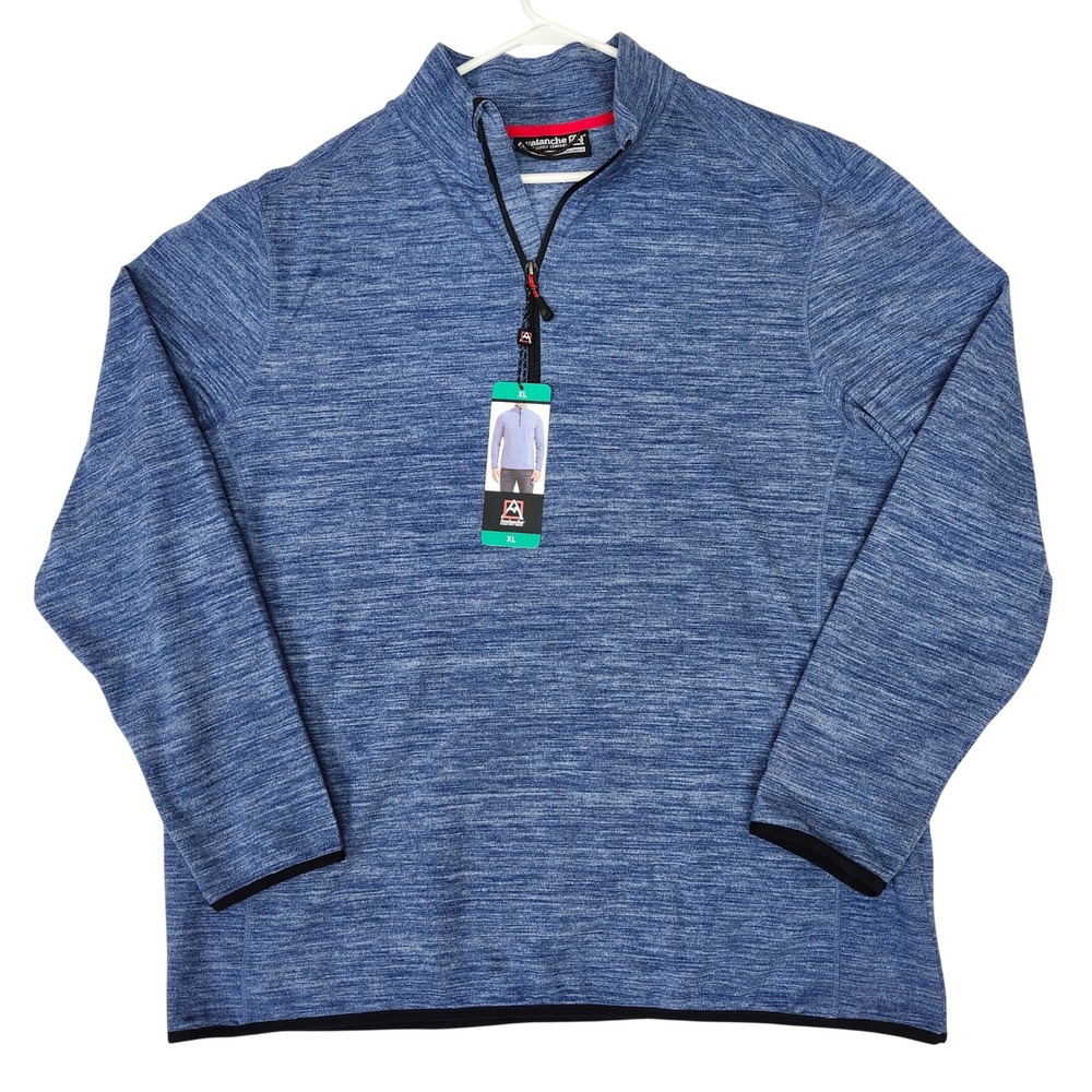 NWT Avalanche Outdoor XL Quarter Zip Pullover Sweatshirt Blue Heather Stretch